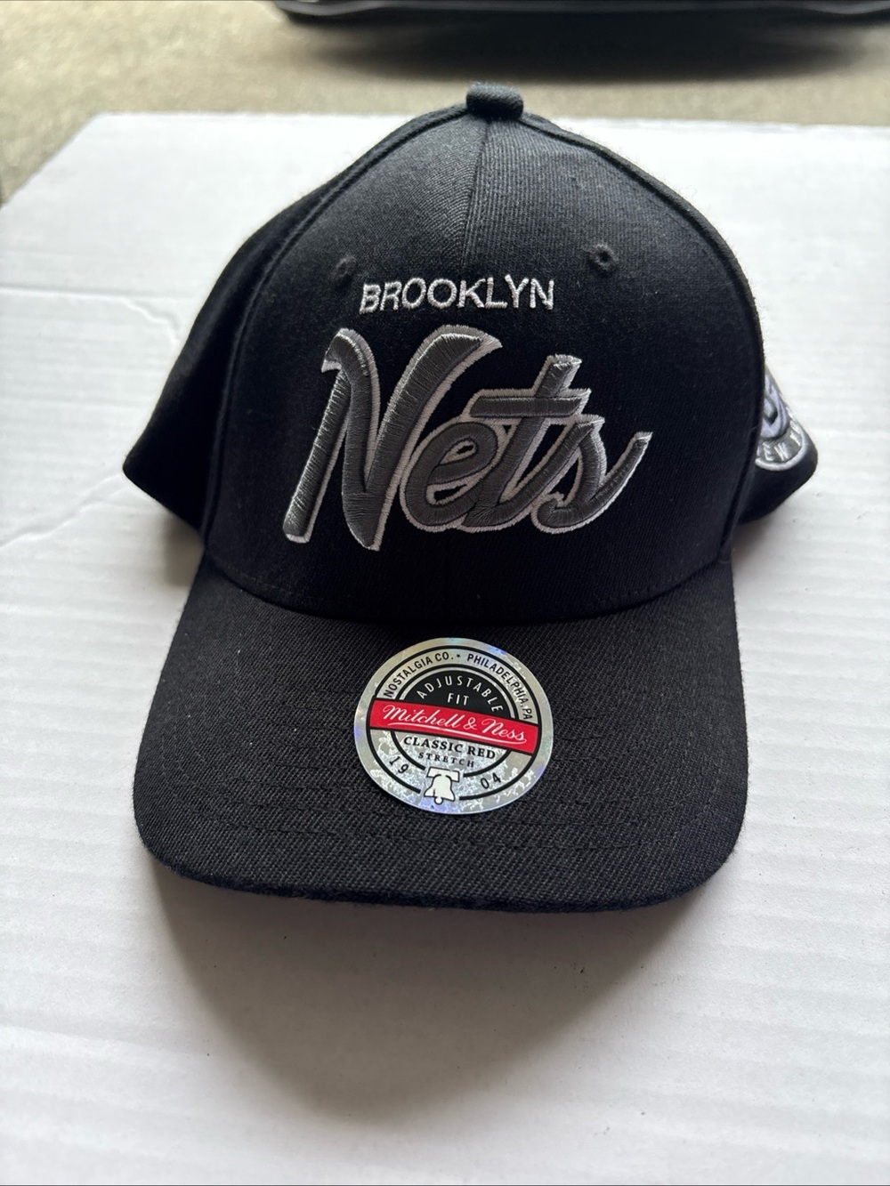 Mitchell & Ness Brooklyn Nets Black and Gray Script Snapback